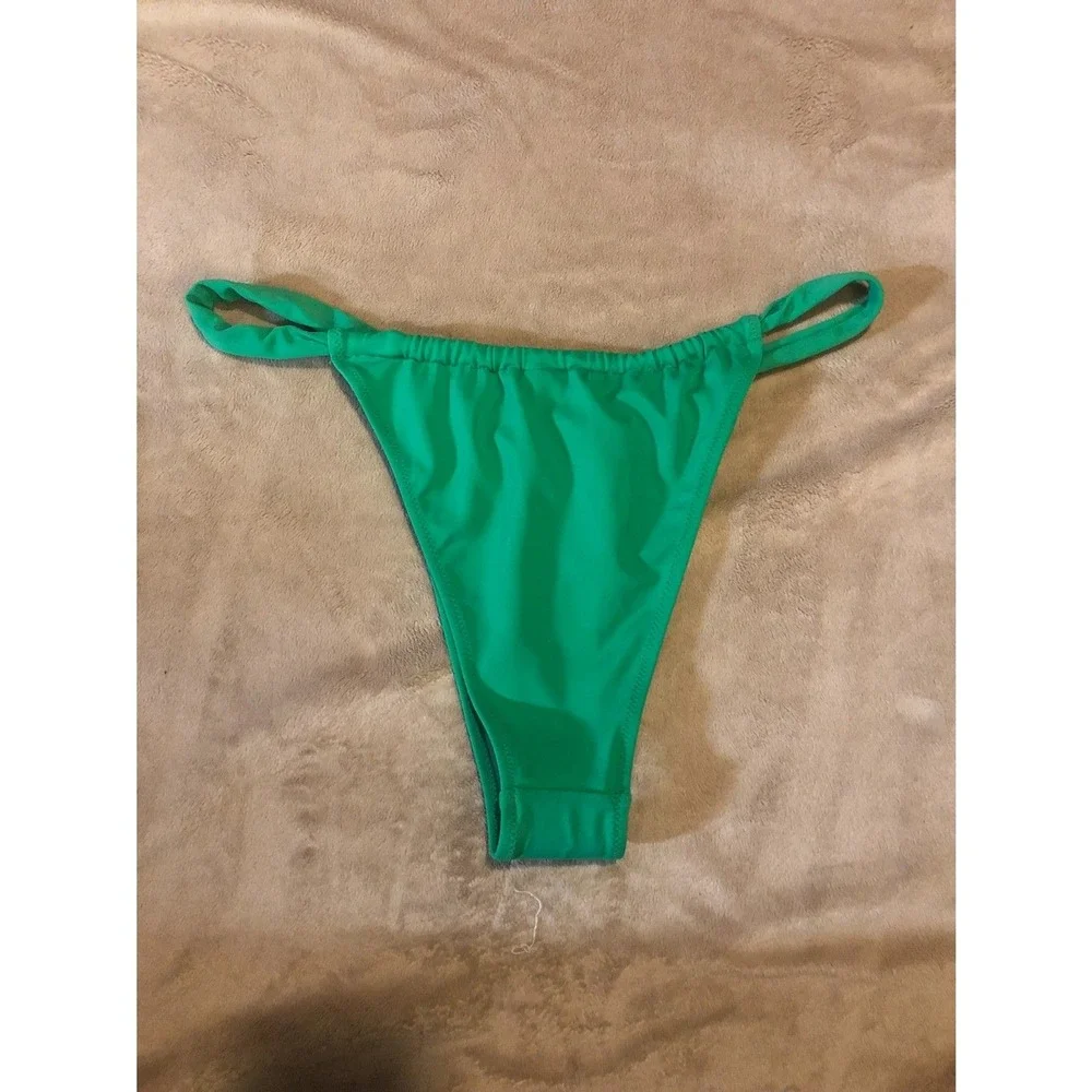 Shade & Shore Green High Leg Ruched Bikini Bottom Large Cheeky‎ Swimwear